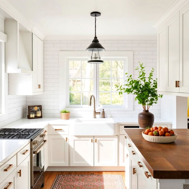 white kitchen cabinets with a subway tile backsplash