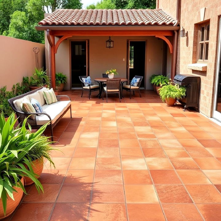 warmth and charm of terracotta tiles patio