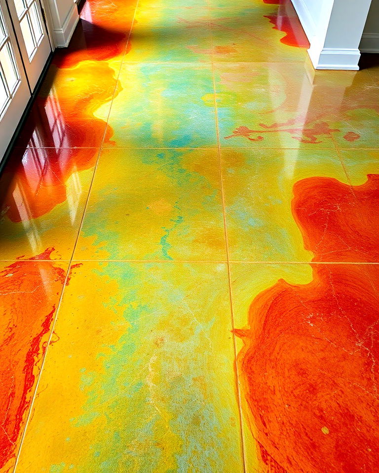 water based vibrant stained interior concrete floor