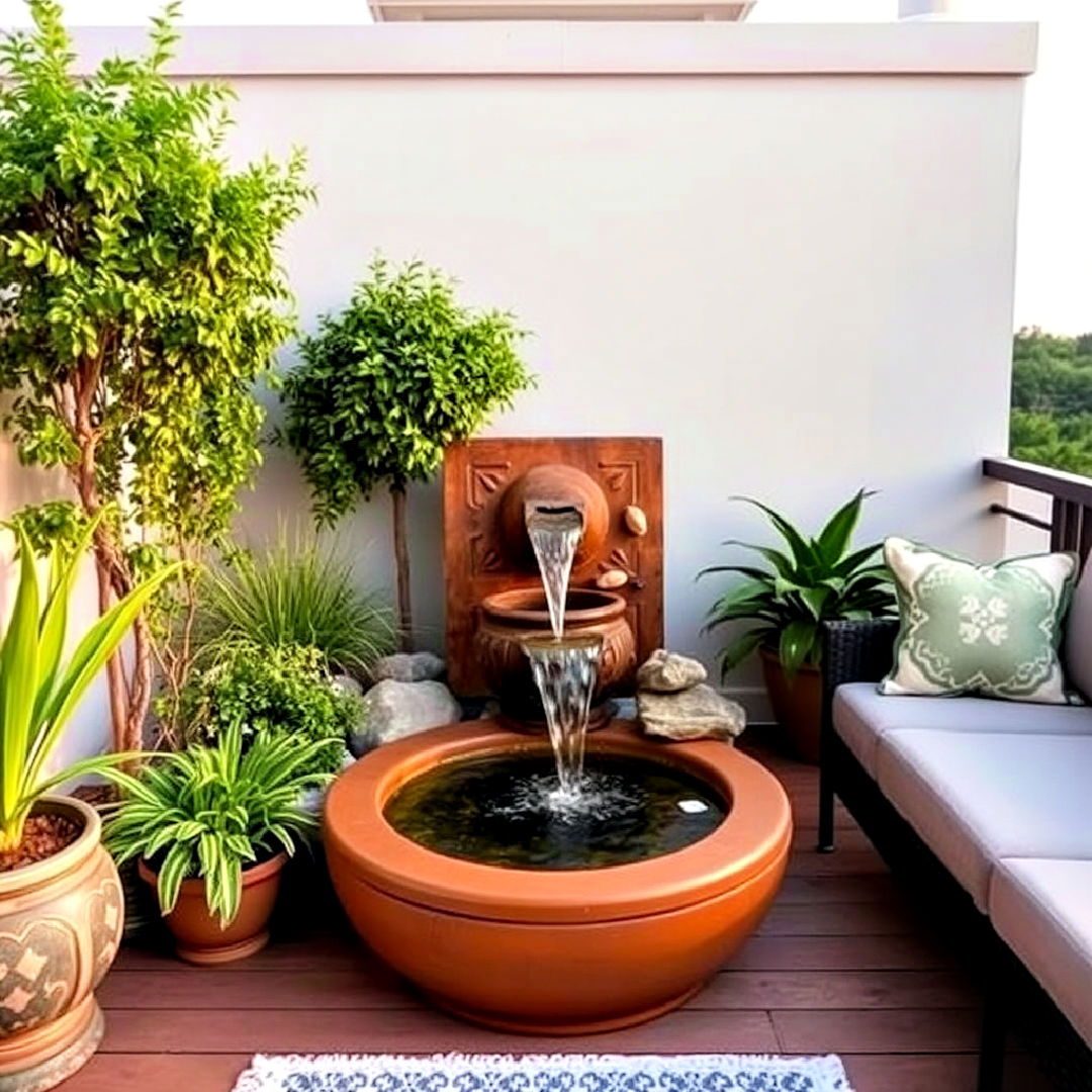 water feature deck on second floor deck