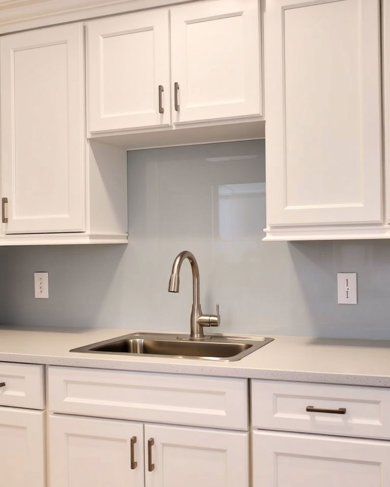 white cabinets with stainless steel sink and faucet