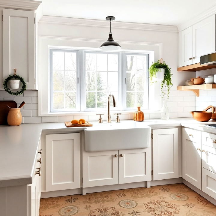 white farmhouse kitchen sink as a stylish focal point