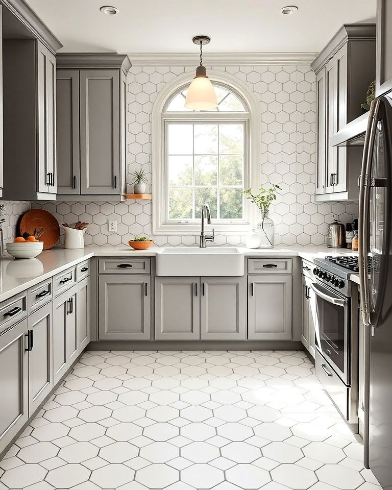 white hexagon tile for a retro feel