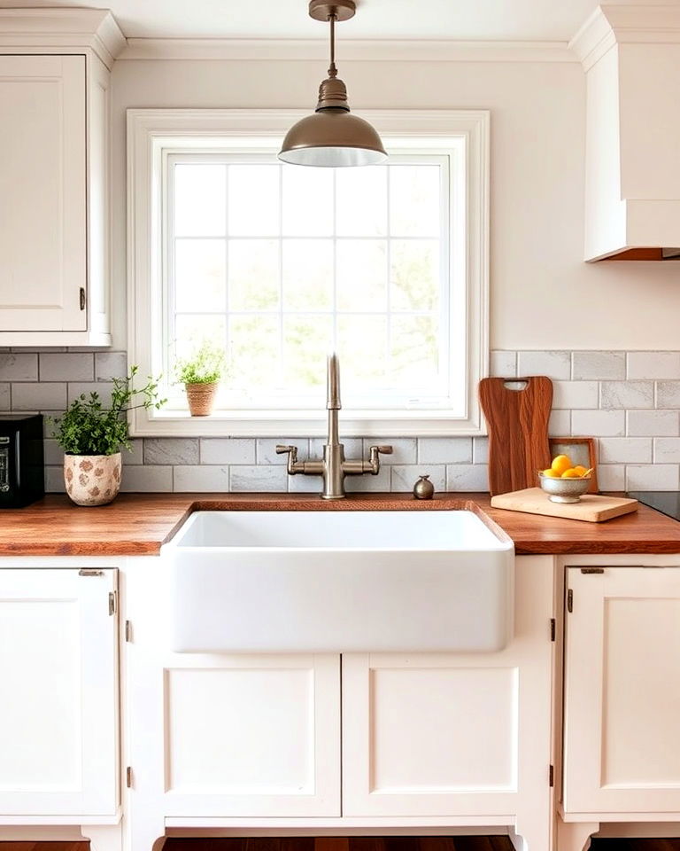 white kitchen apron front farmhouse sink