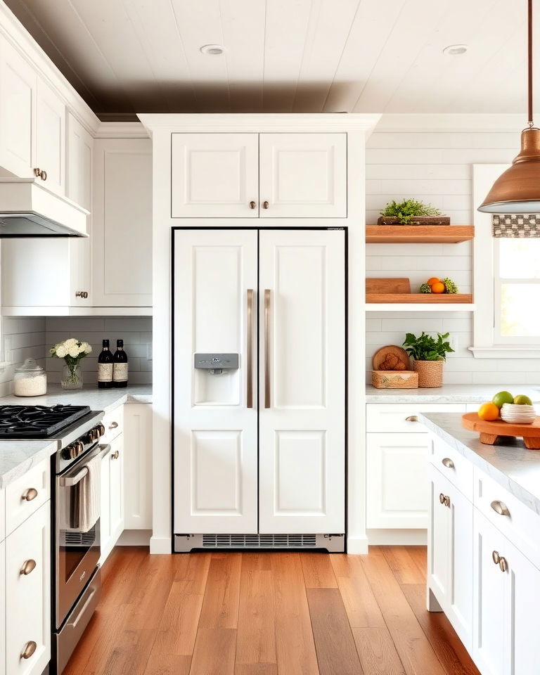 white paneled refrigerator design