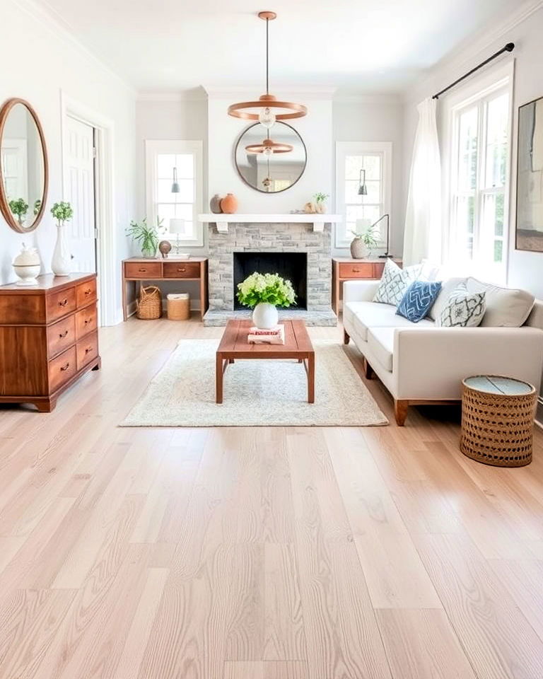 whitewashed oak floor for beach house