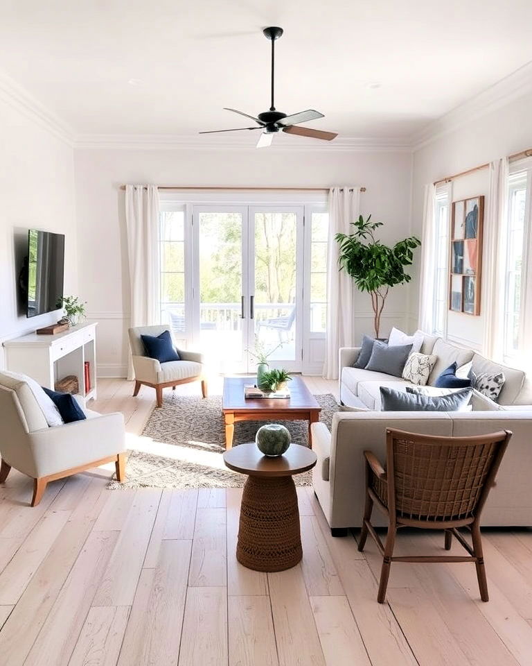 whitewashed wood living room flooring