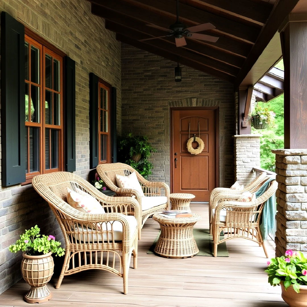 wicker furniture for rustic porch