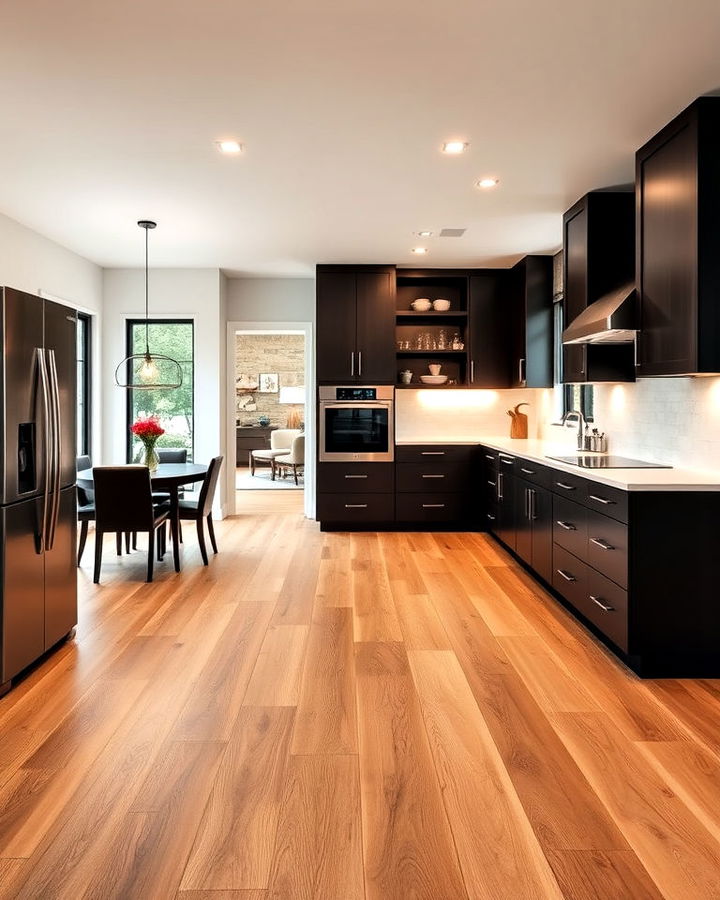 wide plank kitchen flooring for a modern twist