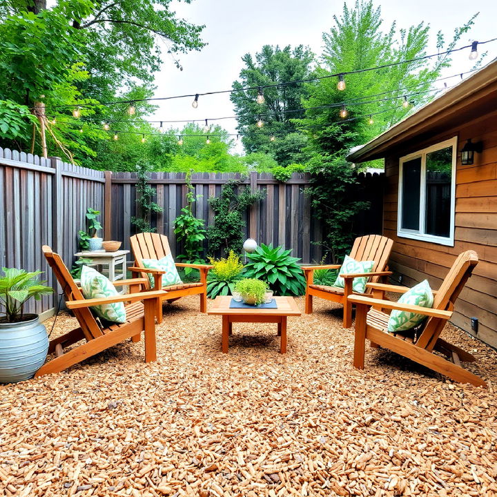 wood chip patio for a rustic look