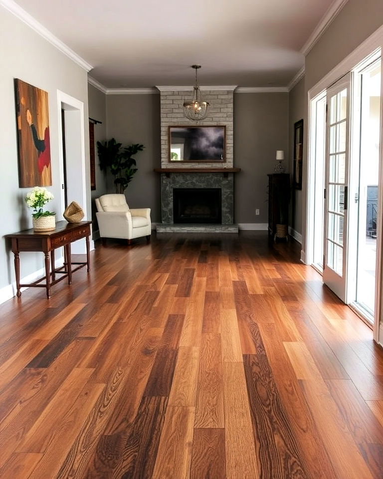 wood look stained concrete interior floor