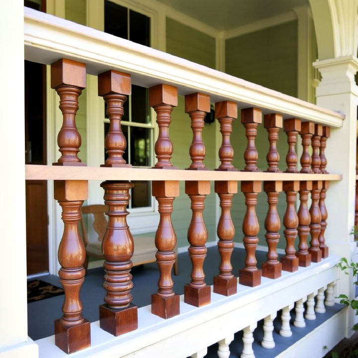 wood spindles porch railing