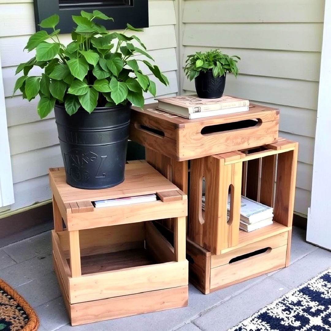 wooden crate side tables for porch