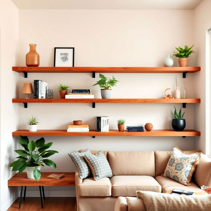 wooden shelving to display