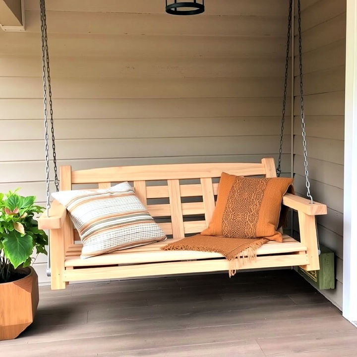 wooden swing for a cozy corner