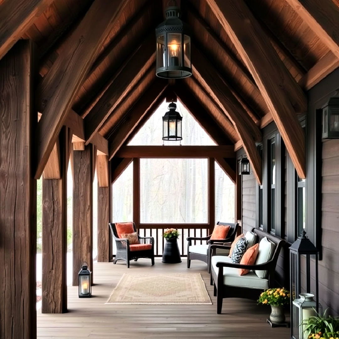 worn wooden beams porch