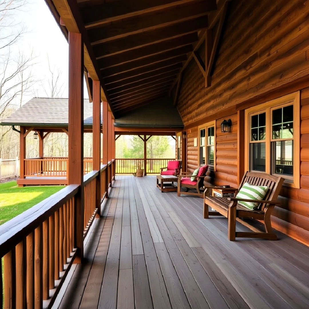 wrap around porch with natural railing