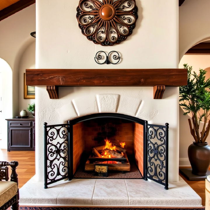 wrought iron fireplace accents