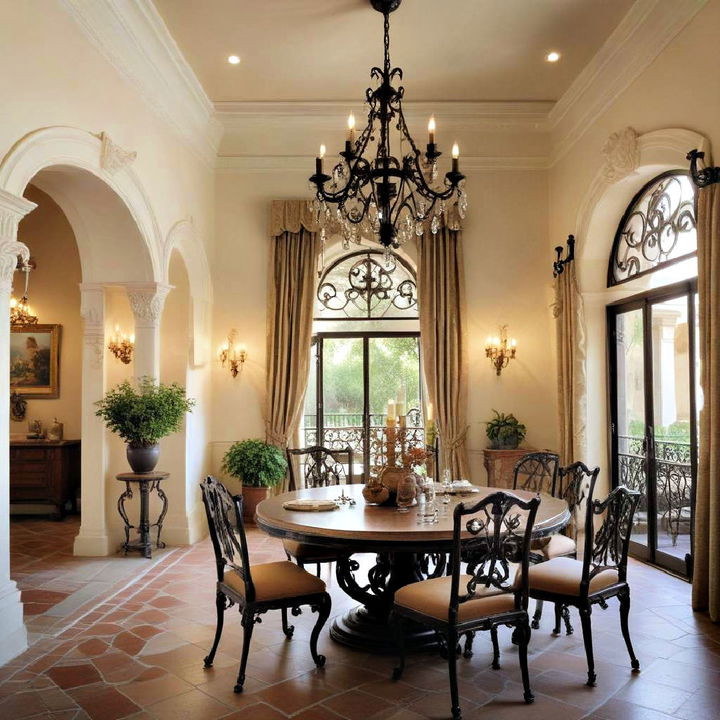 wrought iron fixtures to bring elegance to spanish style interiors