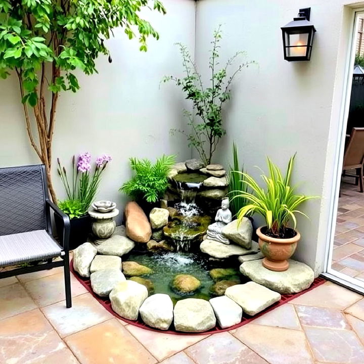 zen water feature for patio corner