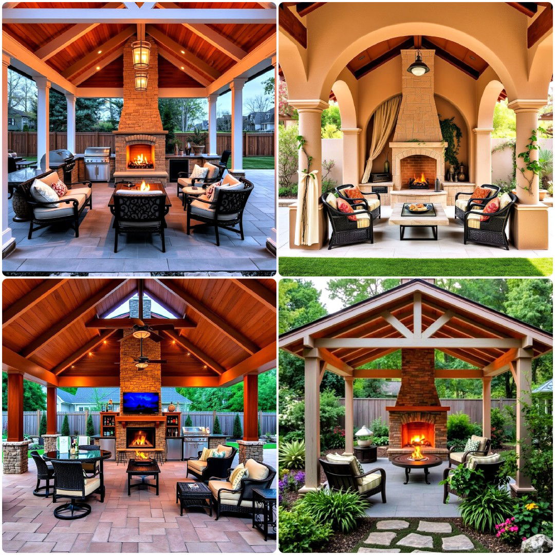 20 Backyard Pavilions With Fireplaces for Ultimate Comfort