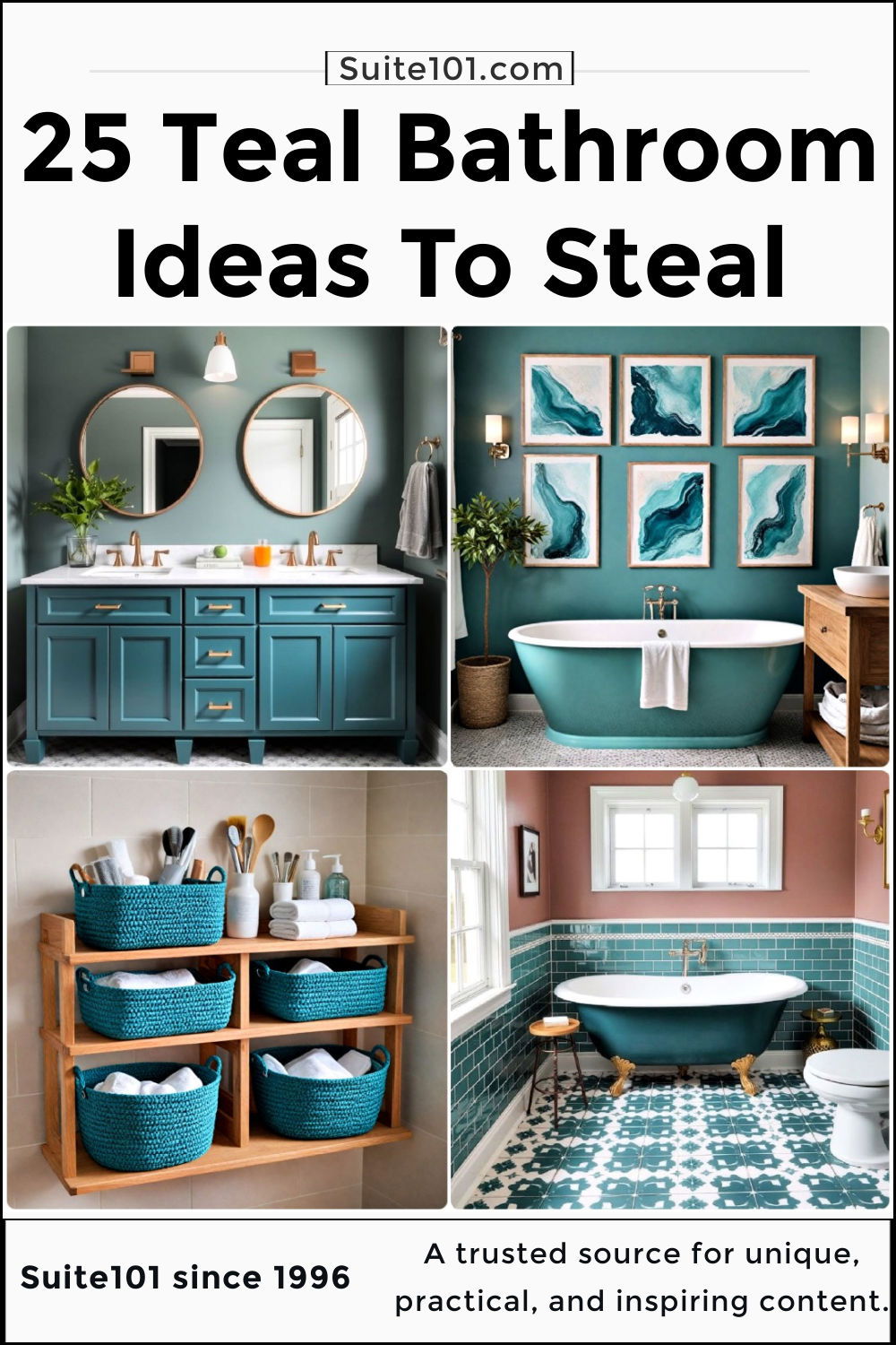 25 Teal Bathroom Ideas To Add A Pop Of Color