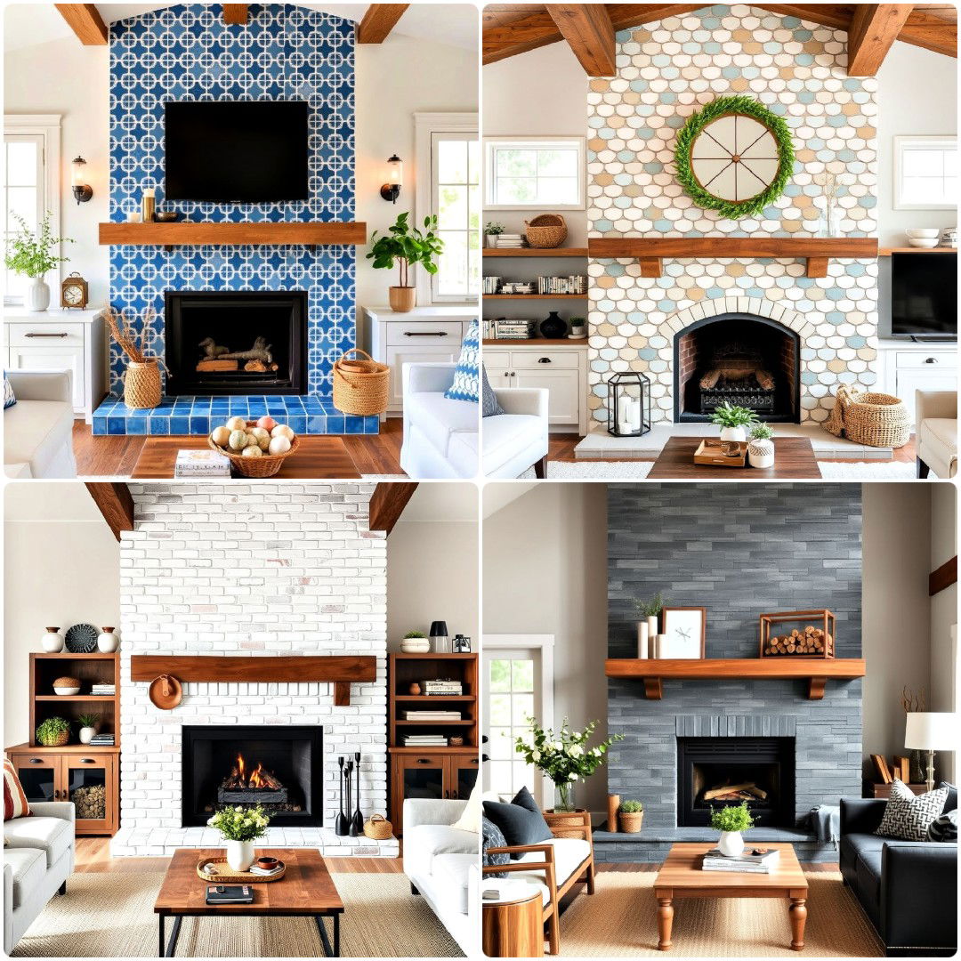 30 Farmhouse Fireplace Tile Ideas To Inspire You