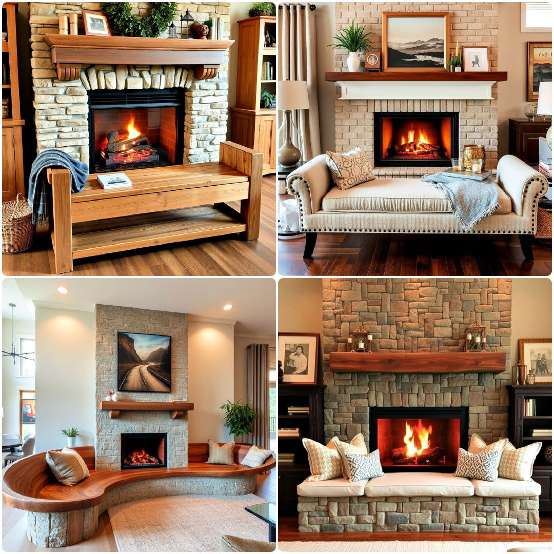 15 Fireplace Bench Ideas for A Cozy Touch