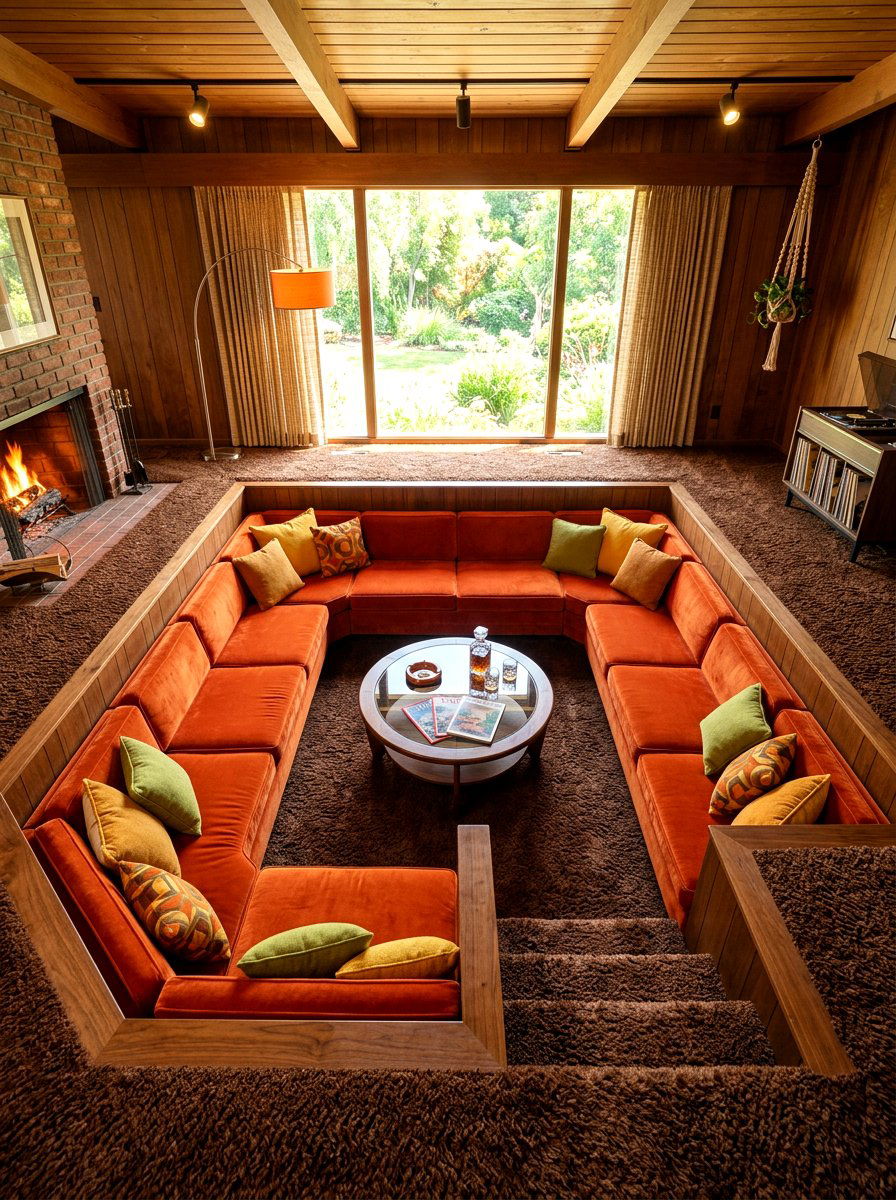 1970s Conversation Pit - 30 retro home decor ideas