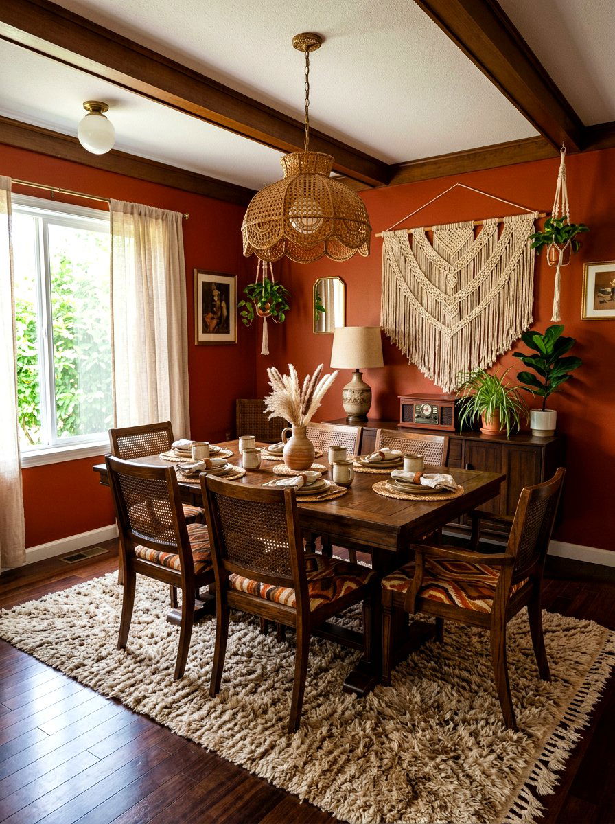 1970s Orange Dining Room - 30 retro dining room ideas