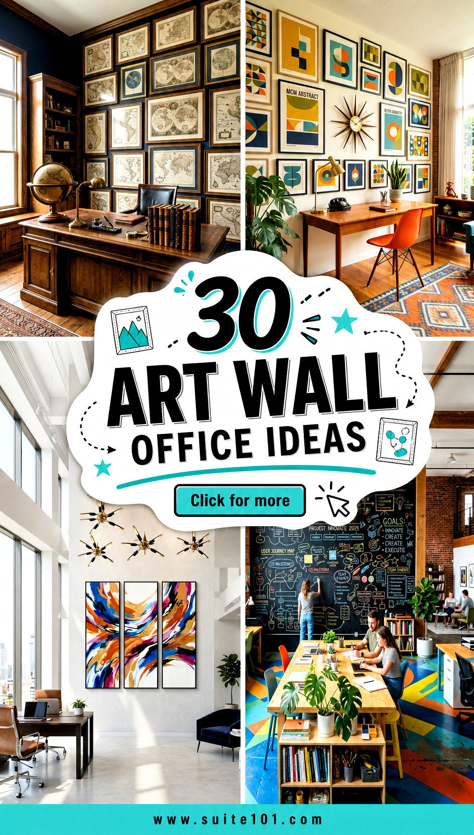30 Art Wall Office Ideas to Inspire Workday Creativity - 30 Art Wall Office Ideas to Inspire Workday Creativity