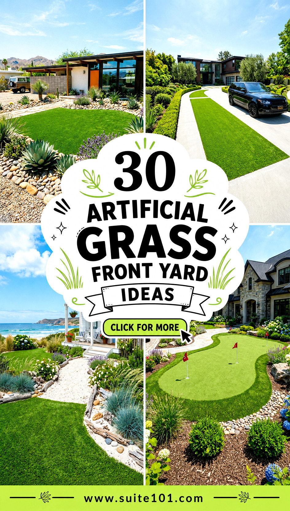 30 Artificial Grass Front Yard Ideas for a Fresh Easy Curb Appeal - 30 Artificial Grass Front Yard Ideas for a Fresh Easy Curb Appeal