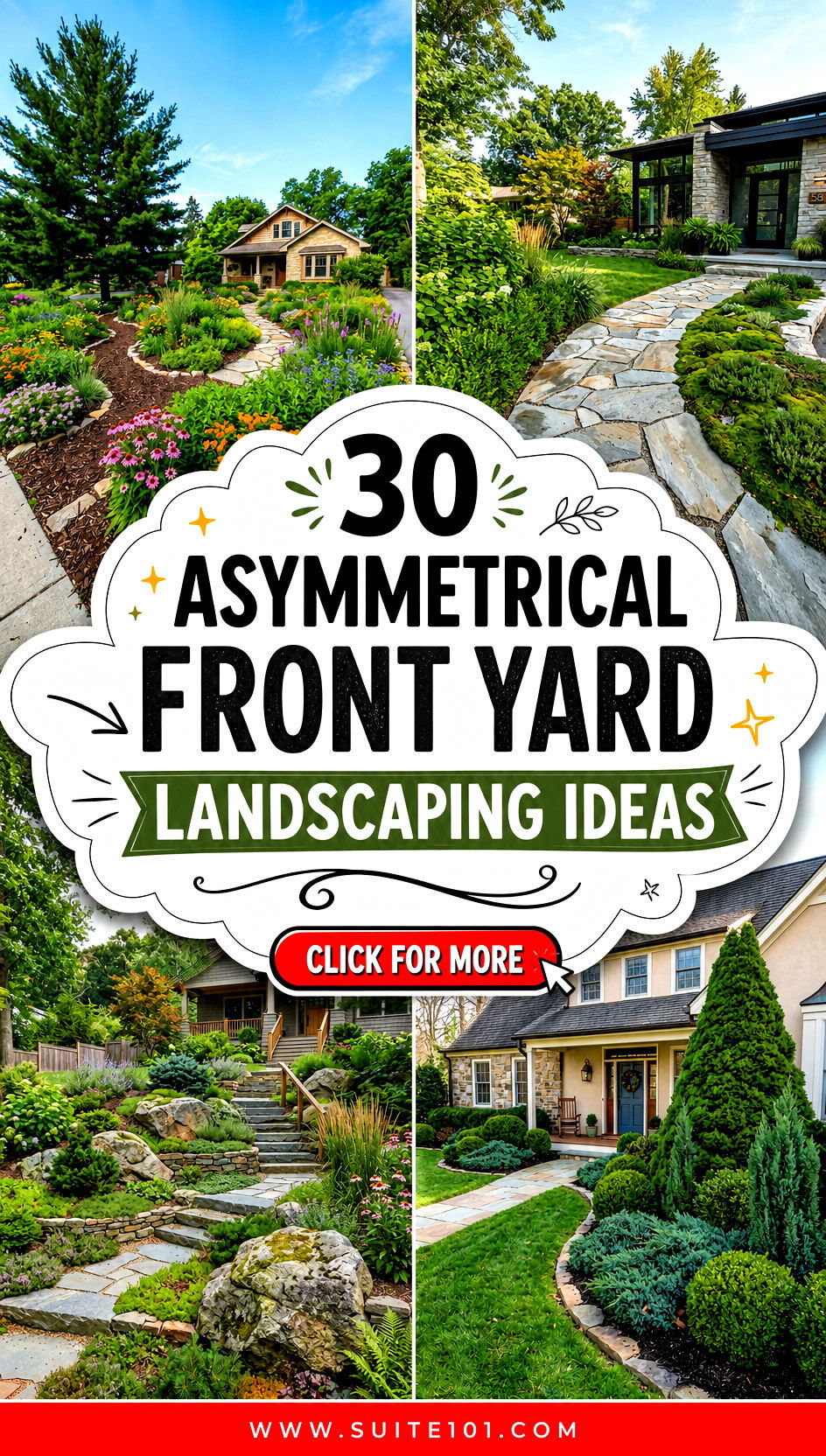 30 Asymmetrical Front Yard Landscaping Ideas for Curb Appeal - 30 Asymmetrical Front Yard Landscaping Ideas for Curb Appeal