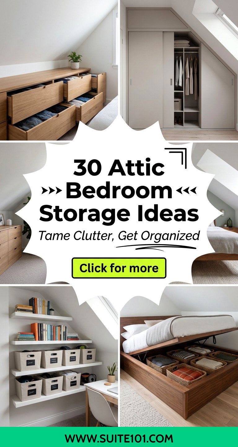 30 Attic Bedroom Storage Ideas to Tame Clutter and Get Organized - 30 Attic Bedroom Storage Ideas to Tame Clutter and Get Organized
