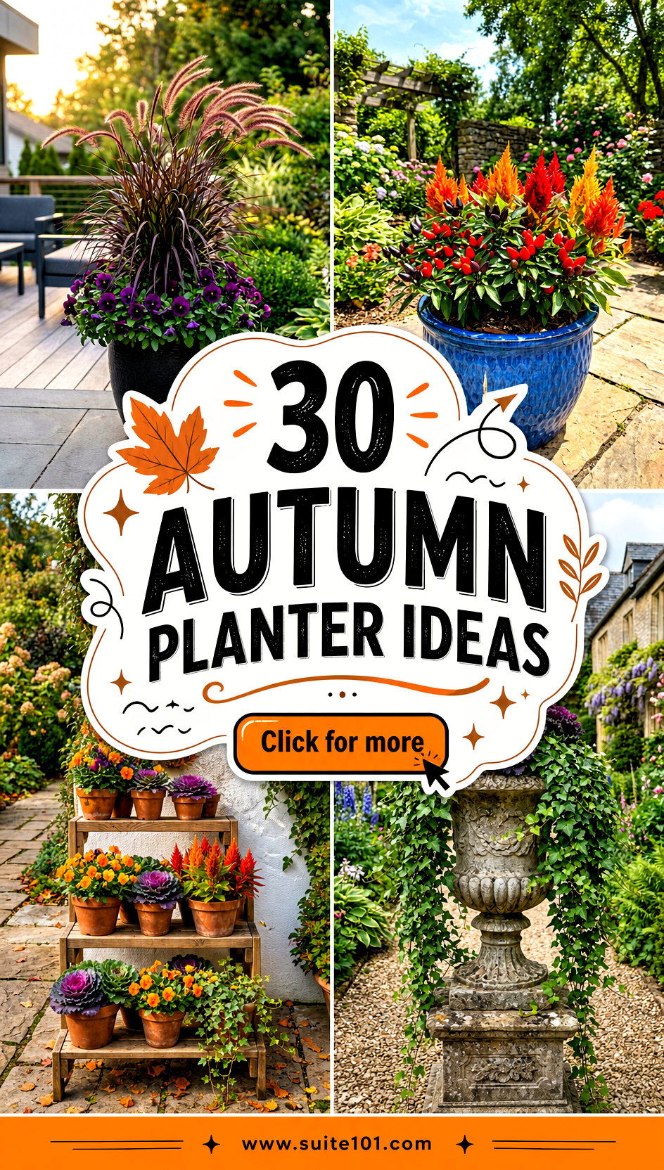 30 Autumn Planter Ideas for Festive Front-Entry Curb Appeal - 30 Autumn Planter Ideas for Festive Front-Entry Curb Appeal