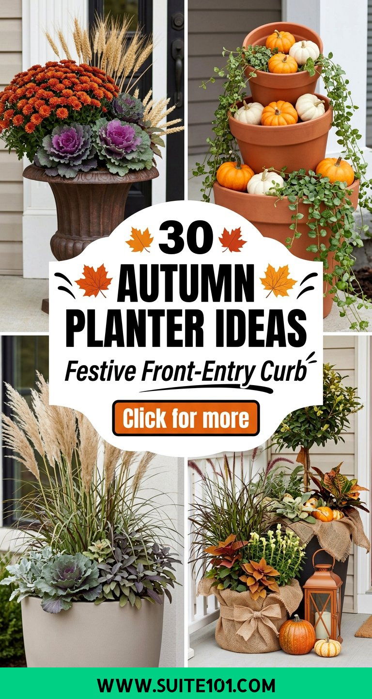 30 Autumn Planter Ideas for Festive Front-Entry Curb Appeal - 30 Autumn Planter Ideas for Festive Front-Entry Curb Appeal