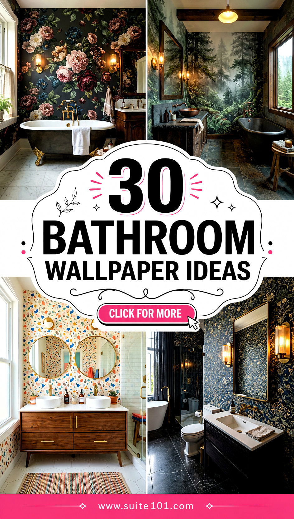 30 Bathroom Wallpaper Ideas to Transform Your Walls Beautifully - 30 Bathroom Wallpaper Ideas to Transform Your Walls Beautifully