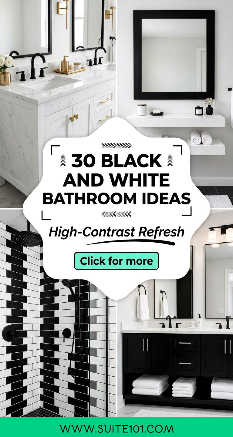 30 Black and White Bathroom Ideas for a High-Contrast Refresh - 30 Black and White Bathroom Ideas for a High-Contrast Refresh
