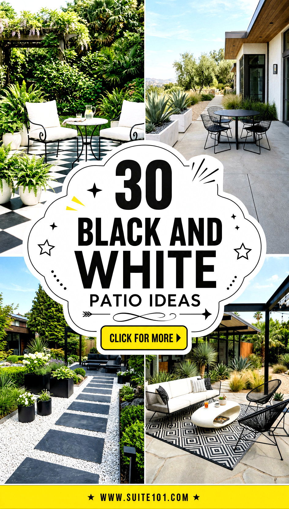 30 Black and White Patio Ideas for Chic Everyday Outdoor Style - 30 Black and White Patio Ideas for Chic, Everyday Outdoor Style