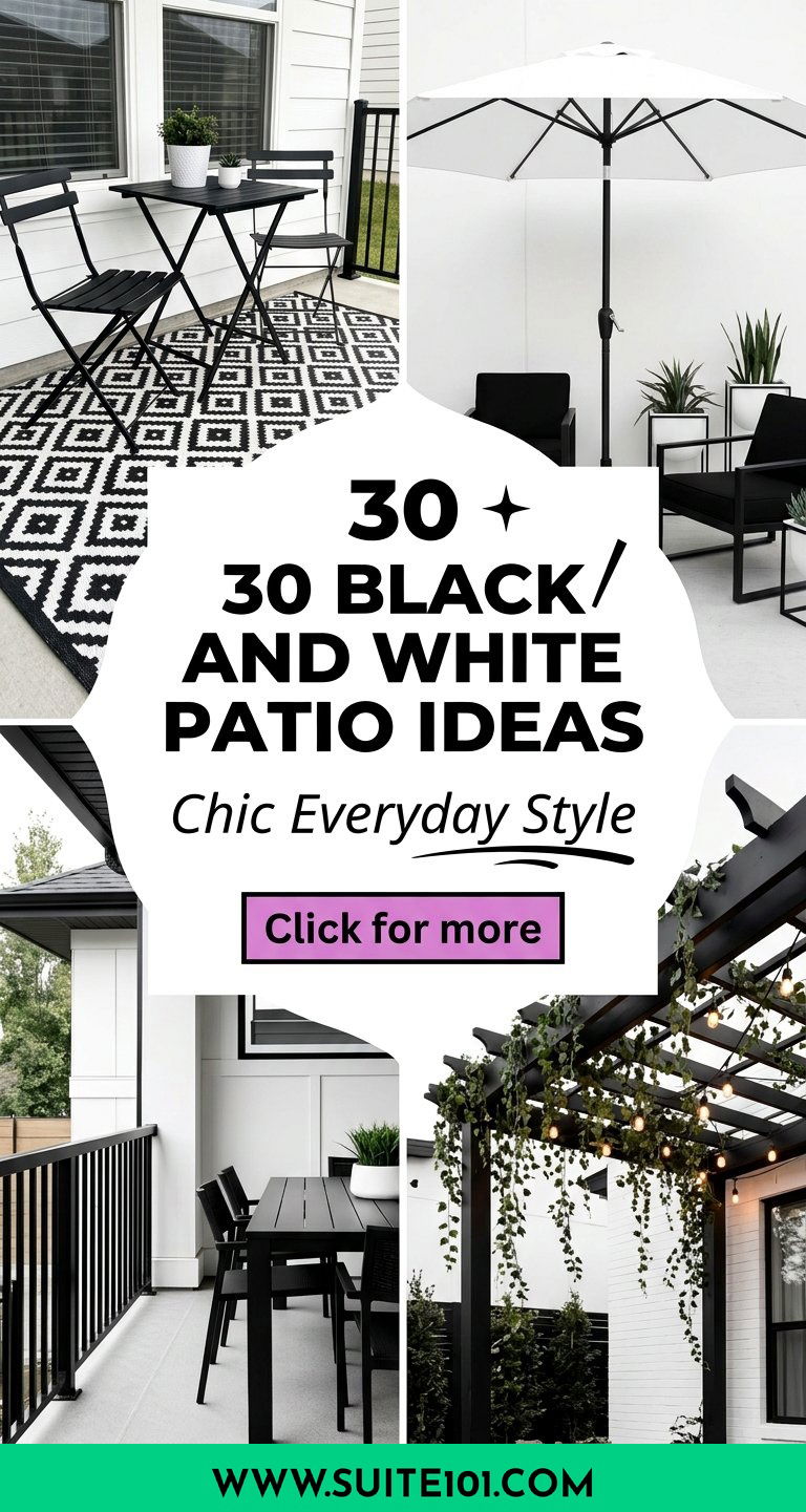 30 Black and White Patio Ideas for Chic Everyday Outdoor Style - 30 Black and White Patio Ideas for Chic, Everyday Outdoor Style
