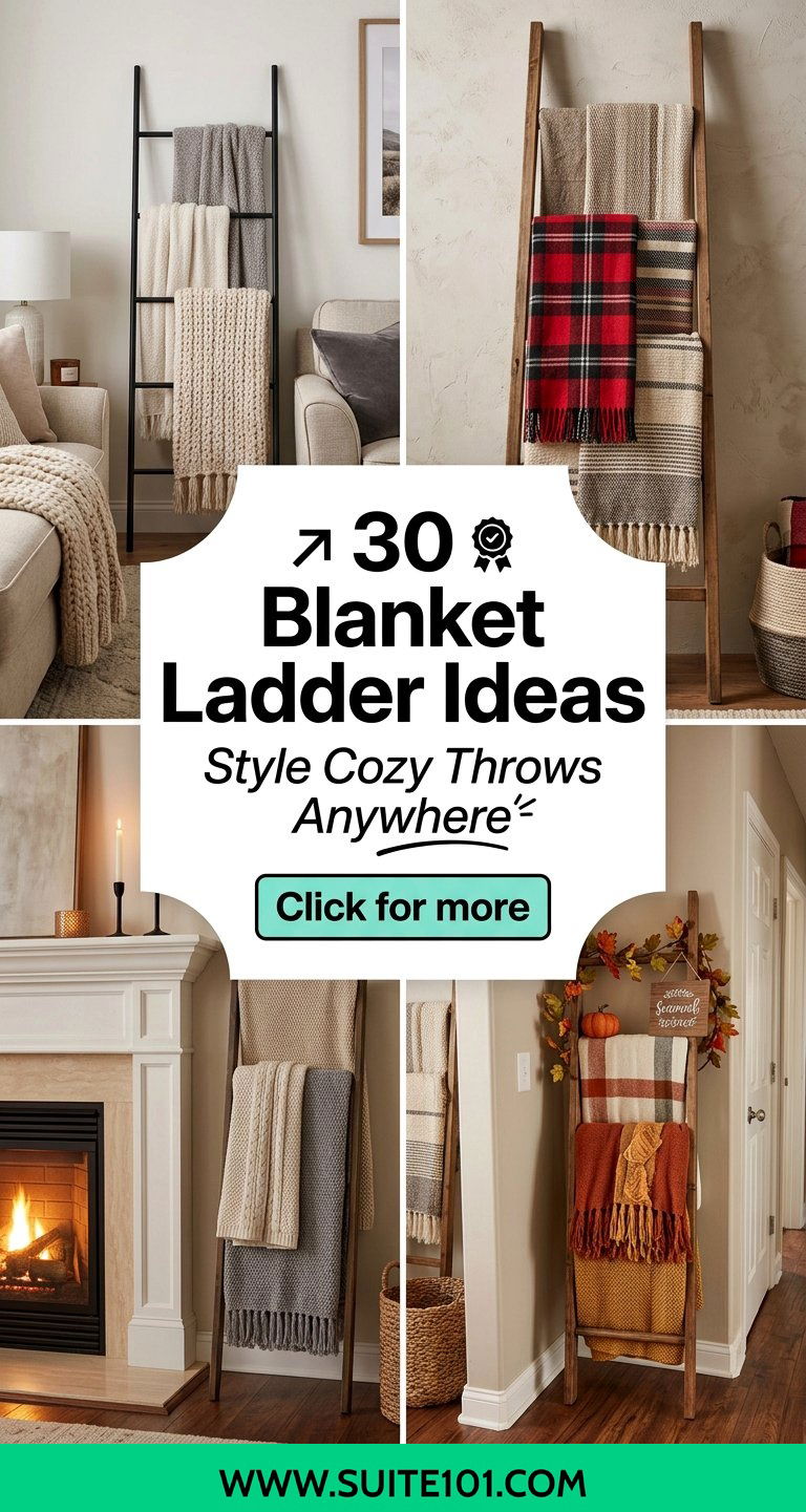 30 Blanket Ladder Ideas to Style Cozy Throws Anywhere in Home - 30 Blanket Ladder Ideas to Style Cozy Throws Anywhere in Home