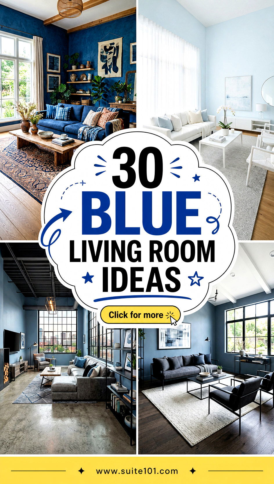 30 Blue Living Room Ideas for a Bright Beautiful Gathering Space - 30 Blue Living Room Ideas for a Bright, Beautiful Gathering Space