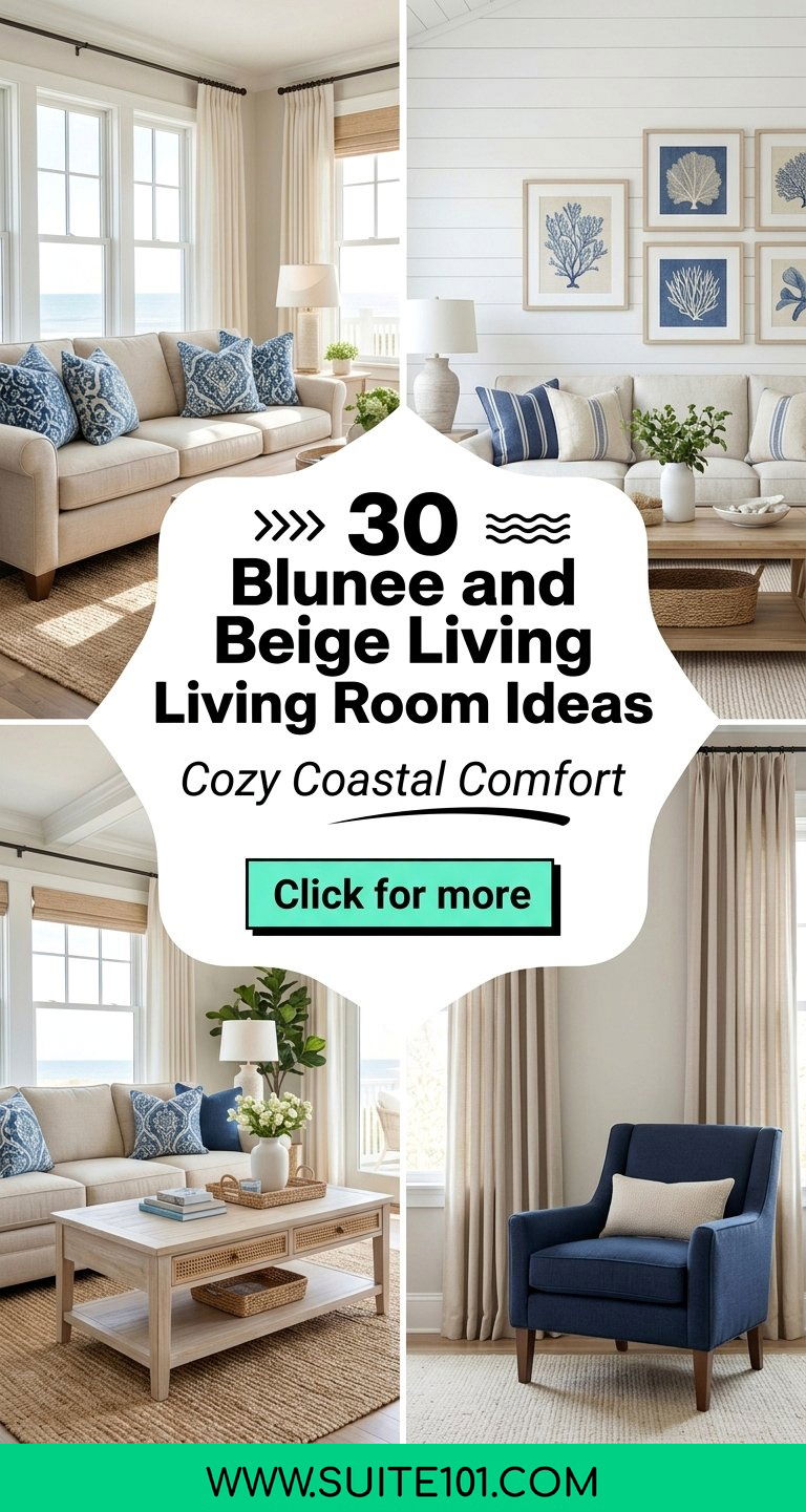 30 Blue and Beige Living Room Ideas for Cozy Coastal Style - 30 Blue and Beige Living Room Ideas for Cozy, Coastal Style