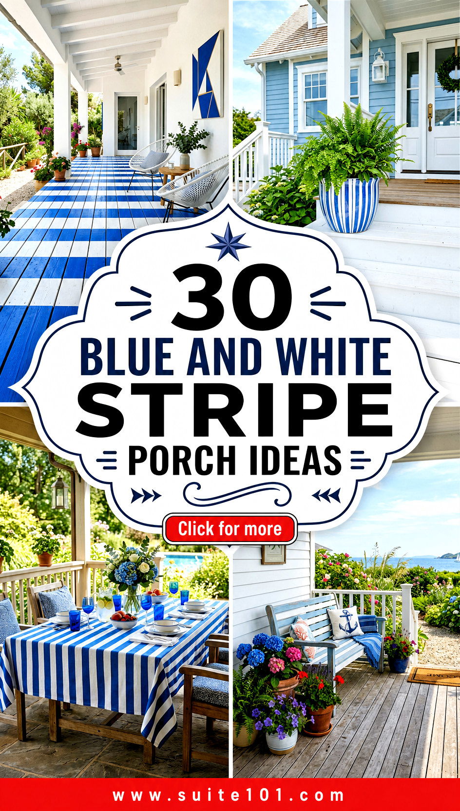 30 Blue and White Stripe Porch Ideas for Coastal Curb Appeal - 30 Blue and White Stripe Porch Ideas for Coastal Curb Appeal