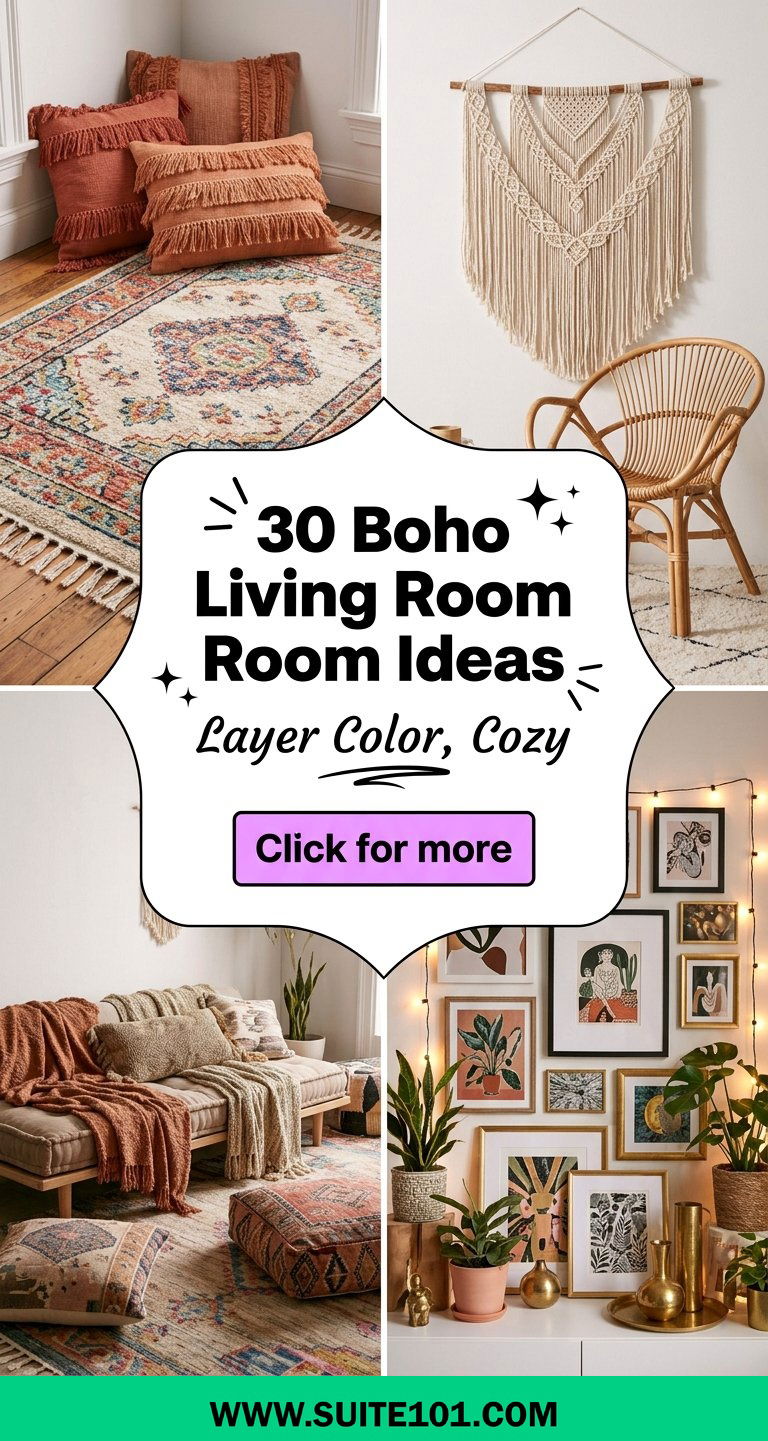 30 Boho Living Room Ideas to Layer Color Comfort and Cool - 30 Boho Living Room Ideas to Layer Color, Comfort, and Cool