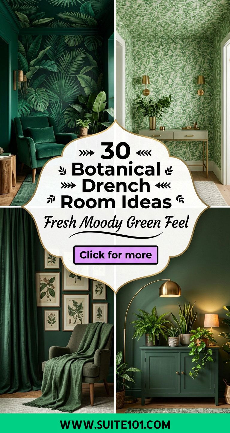 30 Botanical Drench Room Ideas for a Fresh Moody Green Look - 30 Botanical Drench Room Ideas for a Fresh, Moody Green Look