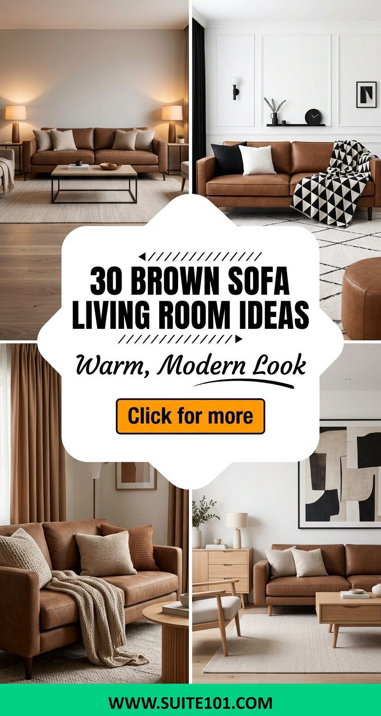 30 Brown Sofa Living Room Ideas for a Warm Modern Look - 30 Brown Sofa Living Room Ideas for a Warm, Modern Look