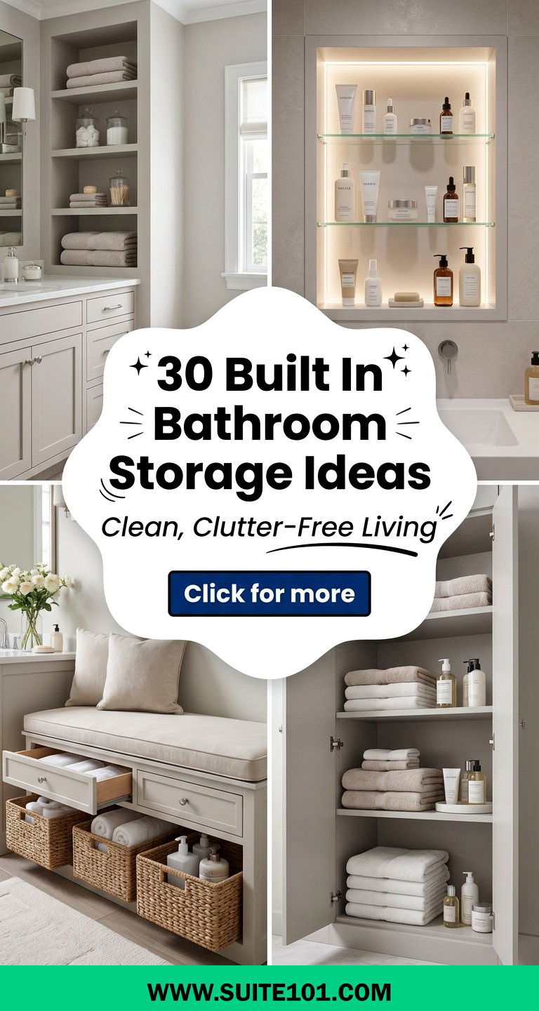 30 Built In Bathroom Storage Ideas for a Clean Clutter-Free Home - 30 Built In Bathroom Storage Ideas for a Clean, Clutter-Free Home