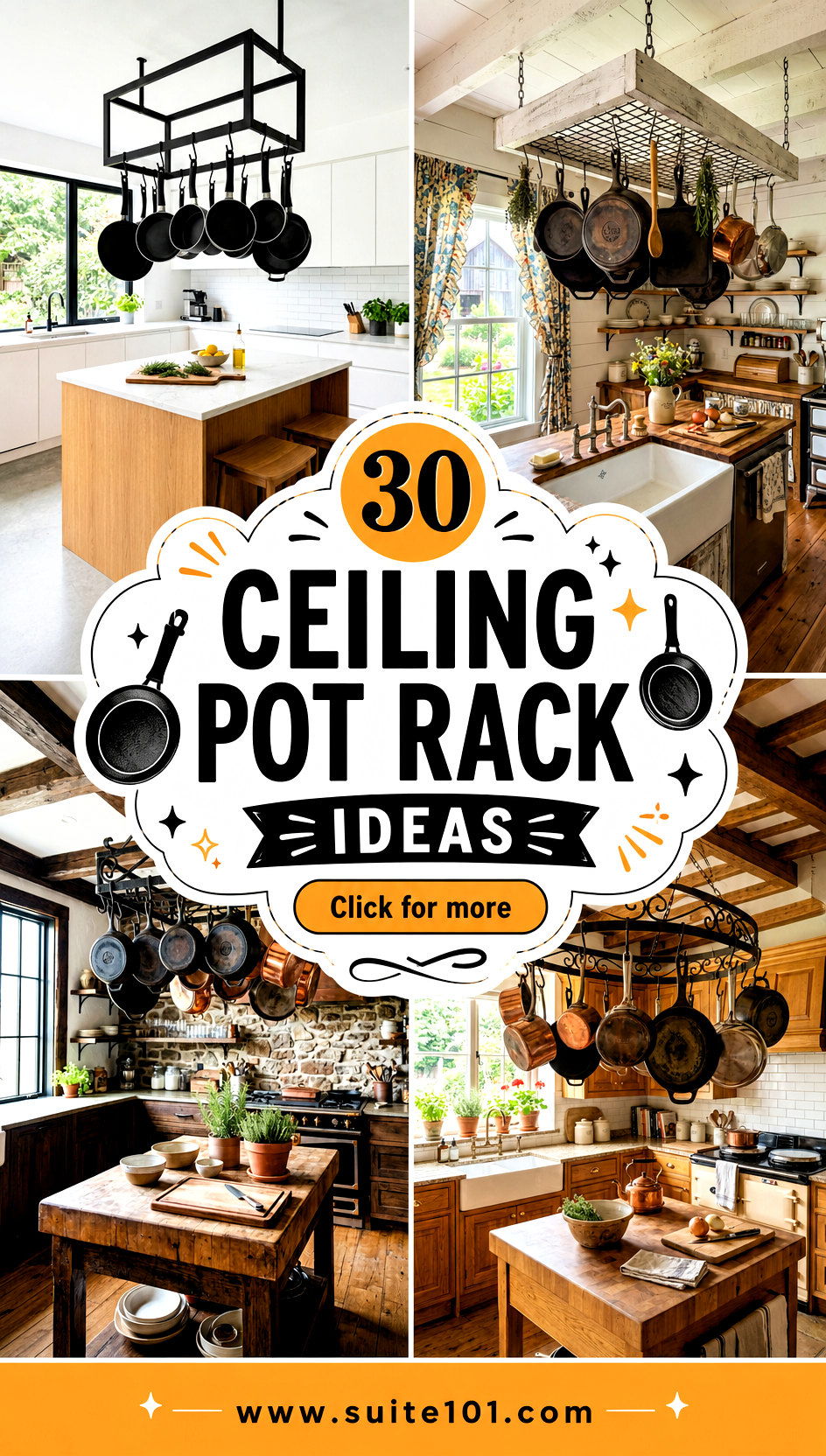 30 Ceiling Pot Rack Ideas for Smarter Storage in Your Kitchen - 30 Ceiling Pot Rack Ideas for Smarter Storage in Your Kitchen