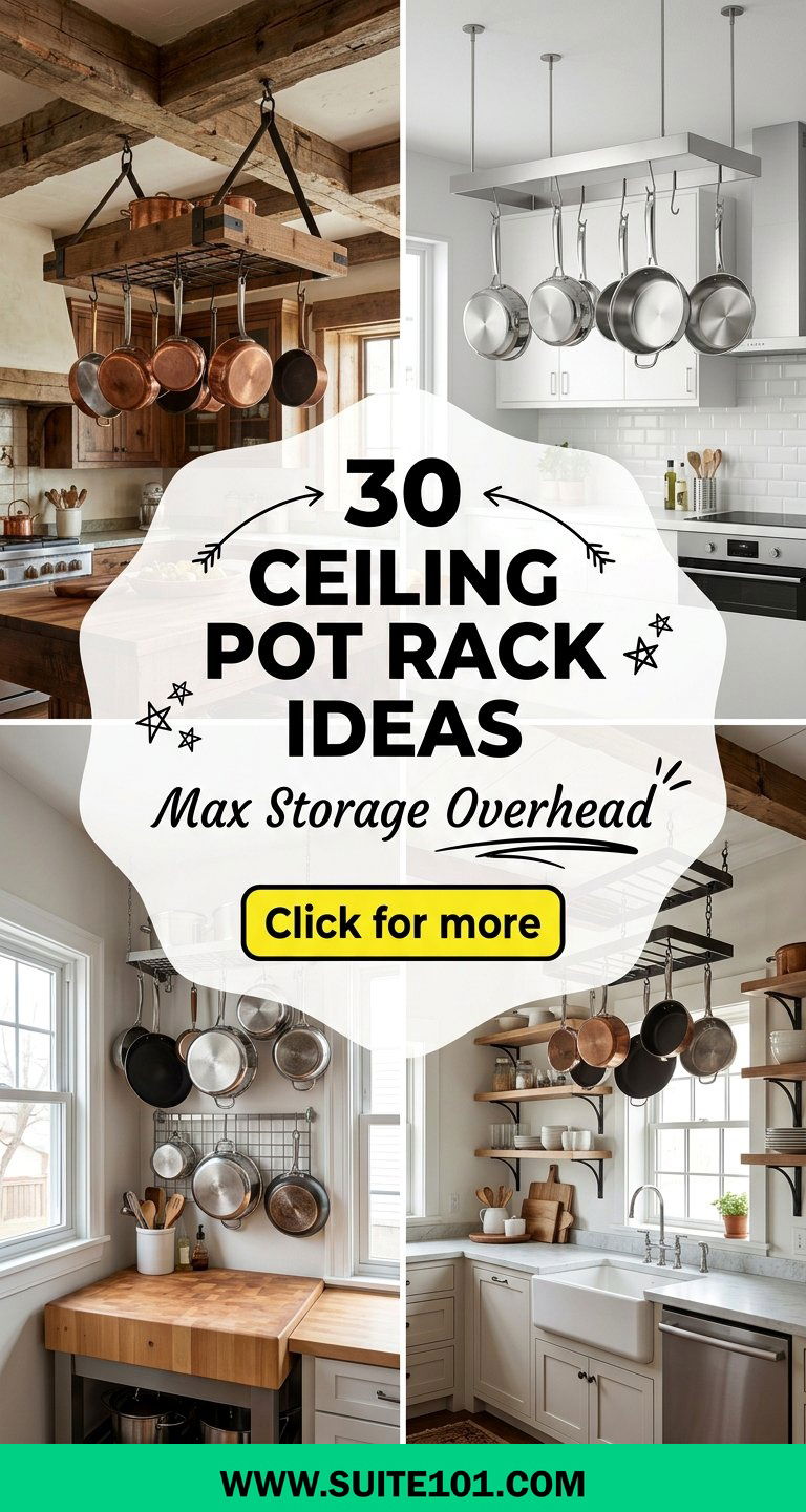 30 Ceiling Pot Rack Ideas for Smarter Storage in Your Kitchen - 30 Ceiling Pot Rack Ideas for Smarter Storage in Your Kitchen